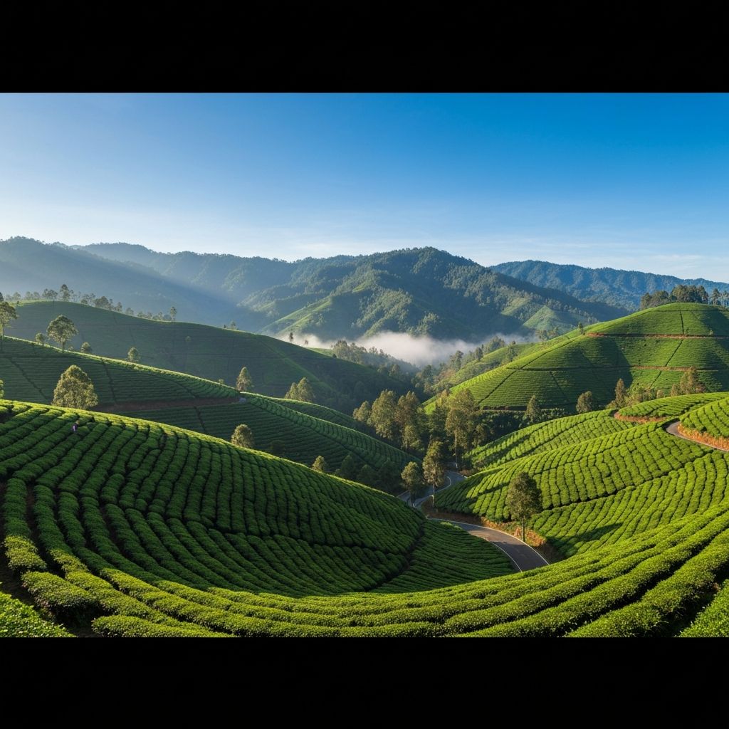 Perkebunan teh di pegunungan